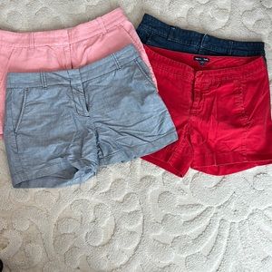 Four pairs of women’s shorts, all size 4, jcrew, gap, banana republic
